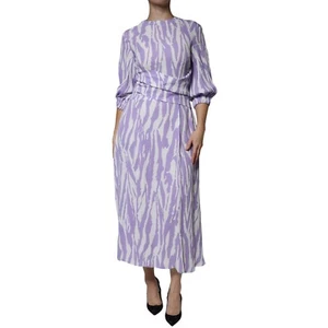 MSGM Dress White Purple Patterned Viscose Short Sleeves Maxi IT40/US6/S 700usd - Picture 1 of 10