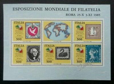*ENVÍO GRATUITO Italia Exposición Mundial 1985 Pájaro Cisne (hoja en miniatura) MNH Foto 1 de 4