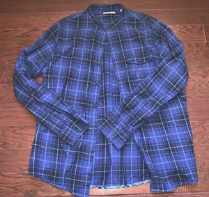 Michael Bastian Men Shirt Size L EUC Blue Plaid 100% Cotton Button Down Shirt - Picture 1 of 4