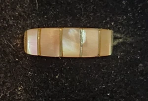 Zuni Handmade Sterling & Pink Mother of Pearl Woman's Ring size 7 or 8 - Picture 1 of 5