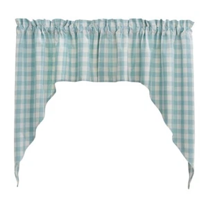 Wicklow Check Sea (Aqua) Swags - 72"x36" by Park Designs - Picture 1 of 2