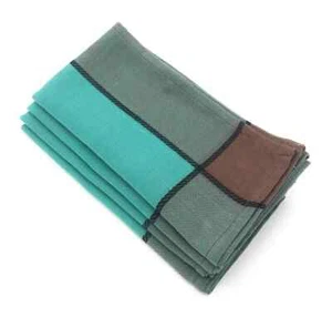 Juego de 4 servilletas bloque color azul aguamarina y marrón - Imagen 1 de 2