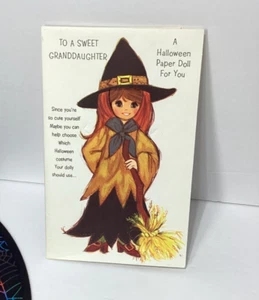 Vintage Halloween Paper Doll Greeting Card American Greetings Forget Me Not Card - Picture 1 of 8