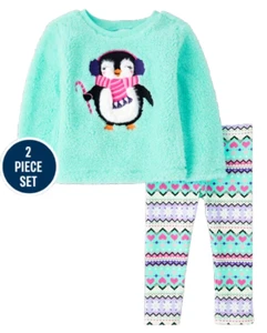 NWT Toddler Girls   2T   Penguin 2-Piece Outfit Set NEW - Picture 1 of 2