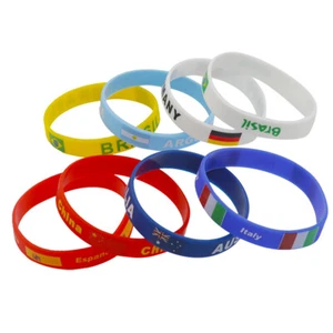 5pcs World Cup Country Flag Silicone Rubber Bracelet Sport Soccer Wristband - Picture 1 of 48