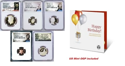 2021 US Mint HAPPY BIRTHDAY 5-Coin-Set Dime Half Penny Nickel Quarter NGC PF69 - Image 1 of 4