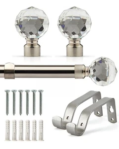 Ausziehbare Gardinenstangen mit Endabschluss - 1,2m-2,1m/1,6m-3m Kristall - Bild 1 von 24
