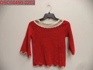 Pre-Owned - Stain, Girls Red wtih White Mesh Sweater, Size M - Picture 1 of 4