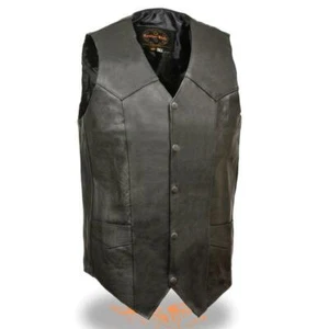 HERREN KLASSISCHE MOTORRAD PREMIUM BÜFFELLEDER WESTE mit ZWEI INNENTASCHEN -SA36 - Bild 1 von 2