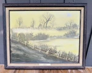 Vintage Russell Canvas Oil Painting “Yesterday” Hebrews 13:8 Framed 29” x 23” - Picture 1 of 8