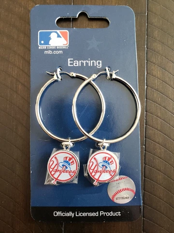 NY Yankees Hoop Earrings; New York MLB.com Officially Licensed Cover