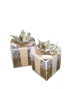Set 2 Pacchetti Pacchi Regalo Luminosi di Natale Decorazione Addobbo pacco regal - Foto 1 di 5