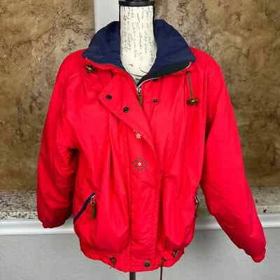 Abrigo Chaqueta Esquí Obermeyer De Colección Para Mujer Años 6 Años 90 Rojo Bordado Corto Con Capucha Foto 1 de 4