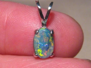 1.0  ct.   Black  Opal Pendant ,   Sterling silver - Picture 1 of 12