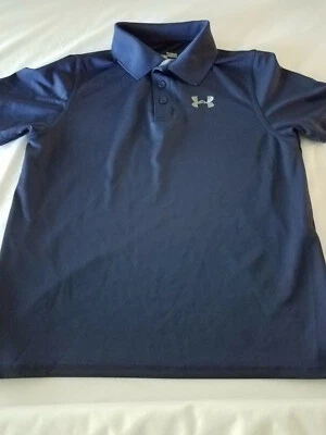 Youth Boys Under Armour Heatgear BLUE Golf Polo Shirt Size Youth Large YLG Sport - Image 1 of 4