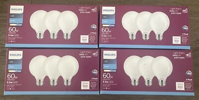12 TOTAL NEW Philips 60W Indoor Outdoor Globe G25 Medium Base LED Lightbulbs - Image 1 of 3