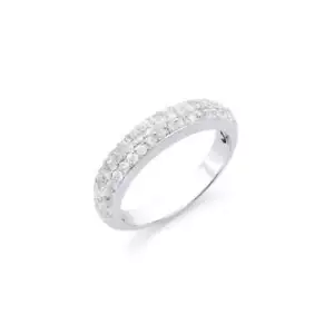 O.85 Cts Certified Diamonds 14 K Designer White Gold Ring Size 7.5 - Picture 1 of 2