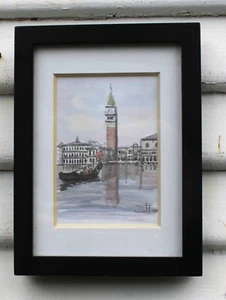 Venice Italy Gondolas at St. Marks Signed Watercolor Painting by Dalbaui - Picture 1 of 12