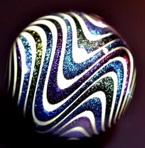 HOT HOUSE GLASS MARBLE/1.954"-R A R E GIANT DICHROIC BANDED SWIRL #262-SAPPHIRE - Picture 1 of 12