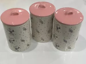 Peanuts Snoopy and Woodstock Easter Spring Pink Lid Cannister Set Bundle 3 NEW - Picture 1 of 12