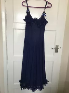 Sheer Babydoll Nightie Chemise UK 10 Chiffon Flouncy Blue Floral Sexy Nightdress - Picture 1 of 7
