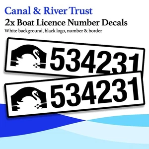 British Waterways Canal Boat Licence Registration Number - 2x Vinyl Decal - Picture 1 of 1