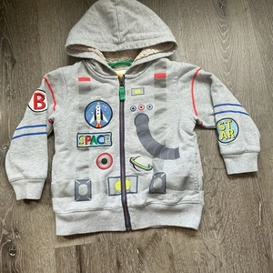 Mini Boden 3-4Y Fleece Sherpa Zip Up Embroidered Hoodie Sweatshirt - Picture 1 of 13