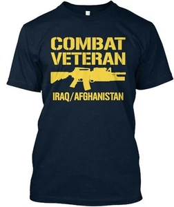 Maglietta Combat Veteran Iraq And Afghanistan Tees Iraqafghanistan Made USA S-5XL - Foto 1 di 3