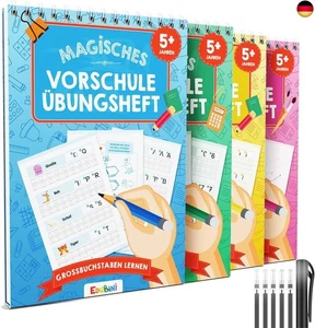 Magische Vorschule Übungshefte ab 5 Junge &amp; Mädchen - [4 Hefte + Stift] - W - Bild 1 von 6