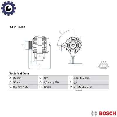 ALTERNATOR 0 986 083 540 FOR RENAULT KOLEOS/I/SUV NISSAN DUALIS QASHQAI/+2 2.0L - Image 1 of 4