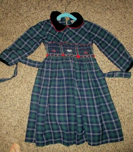 Vestido De Colección Sarah Louise Inglaterra Bebé Niña Talla 5 VERDE CUADROS Calado - Imagen 1 de 3