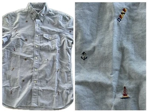 Polo Ralph Lauren Shirt Men’s Small Chambray Nautical Embroidered Short Sleeve - Picture 1 of 8