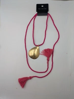NUEVO CON ETIQUETAS Collar Colgante The Limited Borla Corbata Neón Rosa Tono Oro Foto 1 de 4