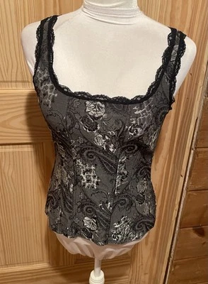 White House Black Market Sleeveless Floral Paisley Lace‎ Trim Corset Tank Size S - Image 1 of 4