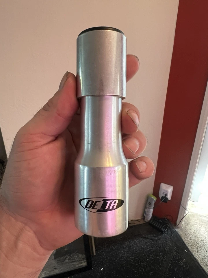 Delta Alloy 1-1/8” Threadless Stem Riser 3.25” Extension Adaptor Silver 90’s MTB - Image 1 of 4