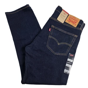 Levis 502 Jeans Mens 34 x 30 Blue Denim 5 Pocket Regular Taper Fit Stretch - Picture 1 of 8
