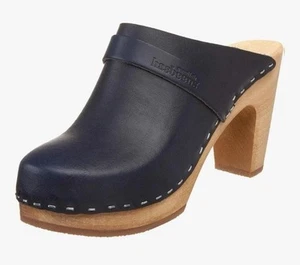 Swedish Hasbeens Slip In Heel Clog Mule Sandal Black New Size EU 38, US 8 - Picture 1 of 12