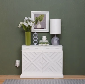 💮weißer SCHRANK + 4 TÜREN Konsole PUPPENMÖBEL Anrichte Maßstab 1/6 für BARBIE - Bild 1 von 10