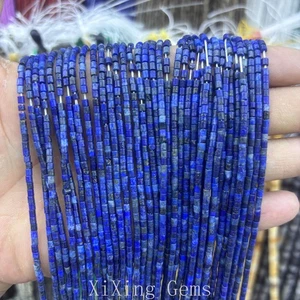Cuentas espaciadoras de disco tubular cilindro de lapislázuli natural de 2 mm para fabricación de joyas - Imagen 1 de 6