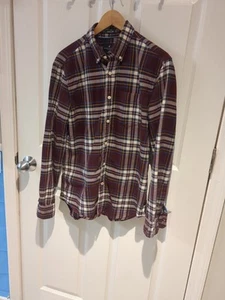 American Eagle Plaid Manica Lunga Seriamente Morbido Vestibilità Classica Uomo M - Foto 1 di 7