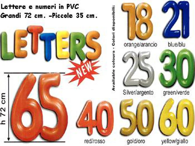 PVC Numeri Palloncino a Coppia 72cm Colori Assortiti 1467 - Immagine 1 di 1