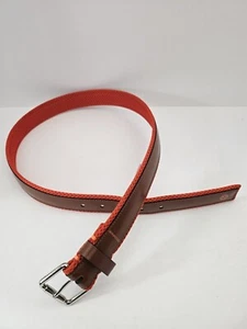 COLE HAAN MENS LEATHER OVERLAY MESH BELT TAN/ORANGE NEW - Picture 1 of 1