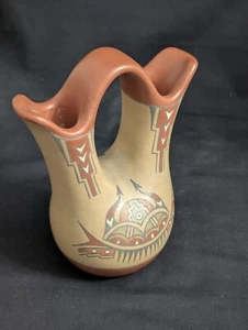 Vintage Santa Clara Pueblo Pottery Wedding Vase, Rare Margaret & Luther Signed! - Picture 1 of 9