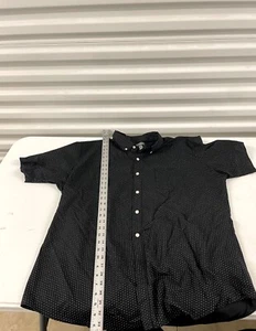 Van Heusen Hemd Herren XL schwarz weiß gepunktet Tasche Kurzarm Button-Down - Bild 1 von 8
