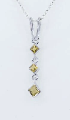 Nobile 0,69 Carati Citrino Rimorchio 925 Argento Collier Zitronengelber Preziose - Immagine 1 di 4