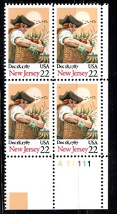 UNITED STATES SCOTT 2338 NEW JERSEY RATIFICATION OF CONST PLATE BLOCK OF 4 MNH - Picture 1 of 1