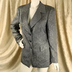Cappotto giacca donna ESCADA COUTURE grigio argento oro paisley misto seta taglia 6 40 - Foto 1 di 12