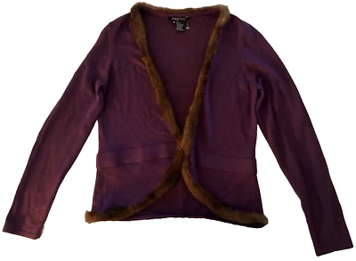 Suéter Etcetera Talla M Visón Ribete Seda Cachemira Gancho Cierre Ojo Cárdigan Mujer Foto 1 de 4