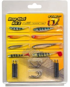 FTM Drop Shot Kit II, 8 Gummifische + 8 Haken + 4 Bleie, Köderset für Raubfische - Bild 1 von 1