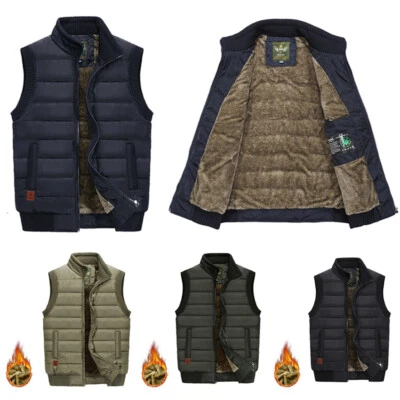 🔥Men Quilted Padded Gilet Outdoor Sleeveless Coat Bodywarmer Zip Jacket - Image 1 of 4